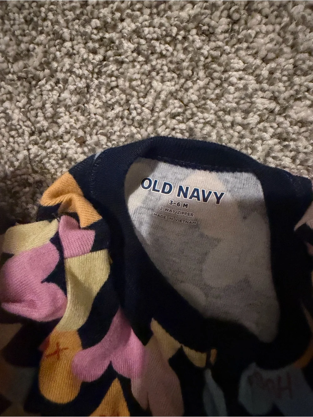 Old Navy Navy Heart-Print Fleece Footed One-Piece